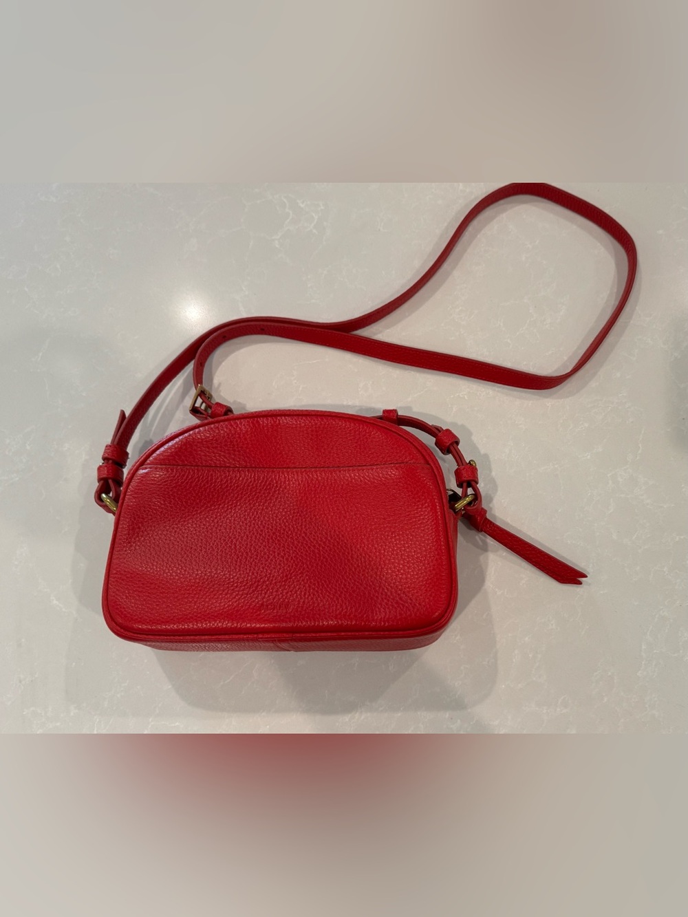 NEW J Crew Red Pebbled Leather Camera Crossbody Bag